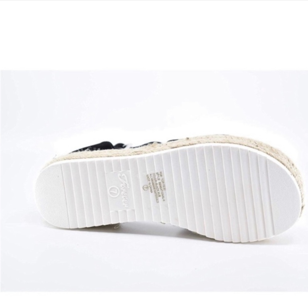Ladies Black Platform ankle strap espadrille - Picture 5 of 5